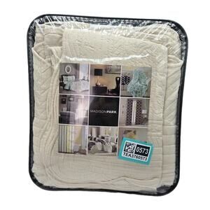 Madison Park 3 PcGenoa Coverlet Set Ivory Full/Queen Org $99 Cottage Farmhouse
